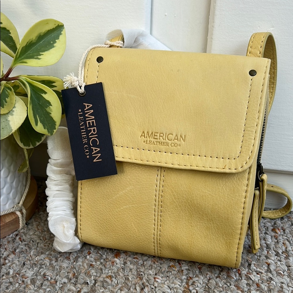 American Leather Co Yellow Leather Crossbody Bag